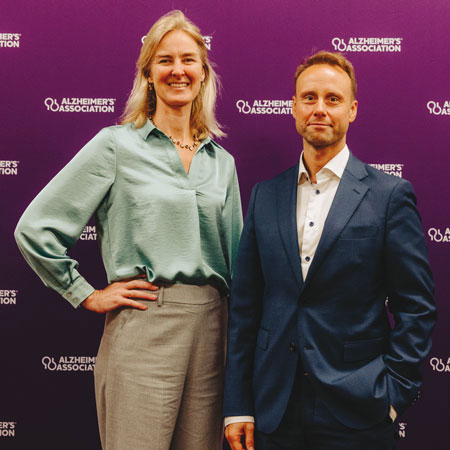 Wiesje van der Flier, PhD (left), and Sebastian Palmqvist, MD, PhD, cochairs of the 2024 Alzheimer’s Association International Conference